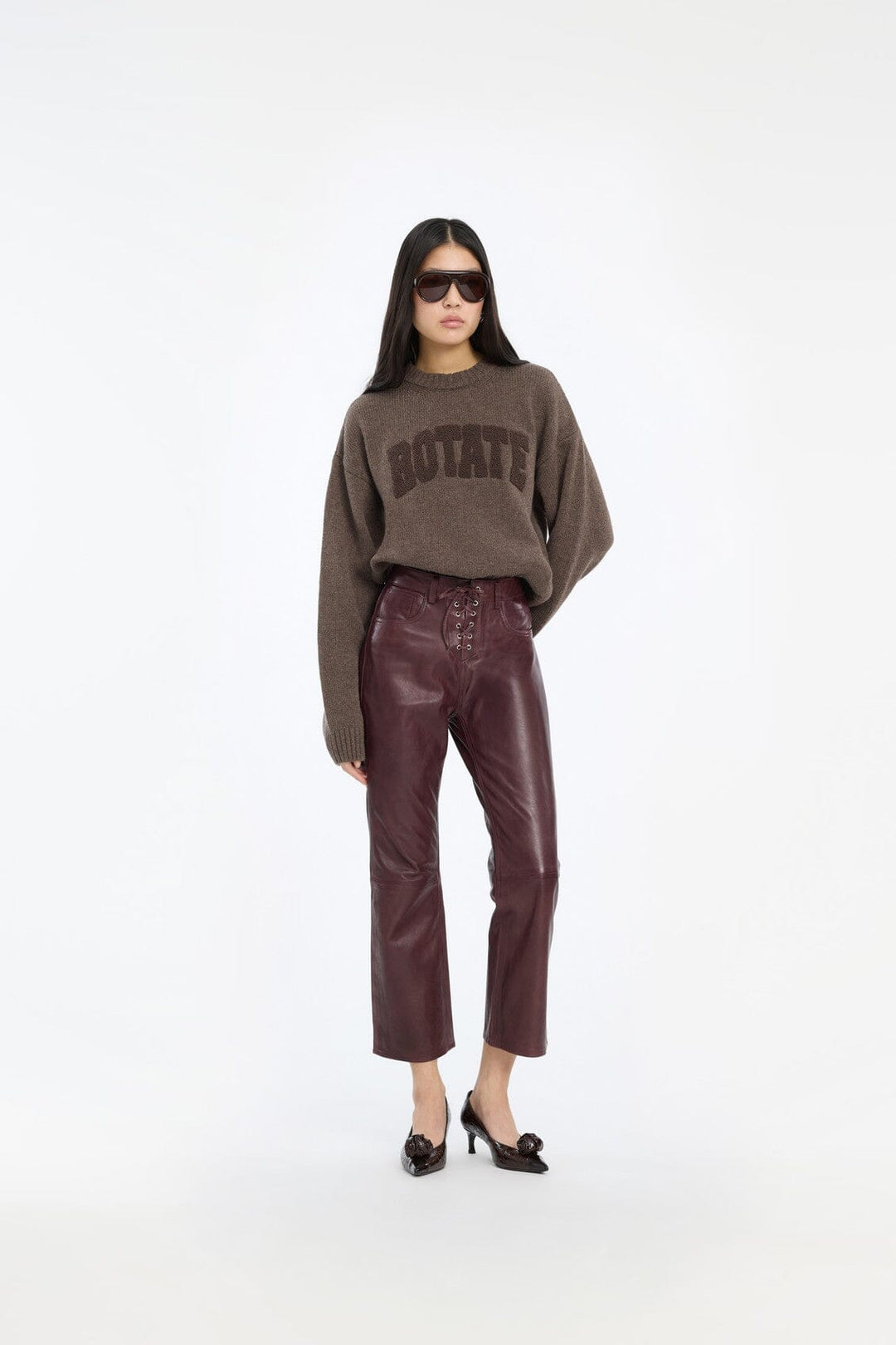 Rotate - Crewneck Sweater 116928614 - 614 Cocoa Brown Strikbluser 