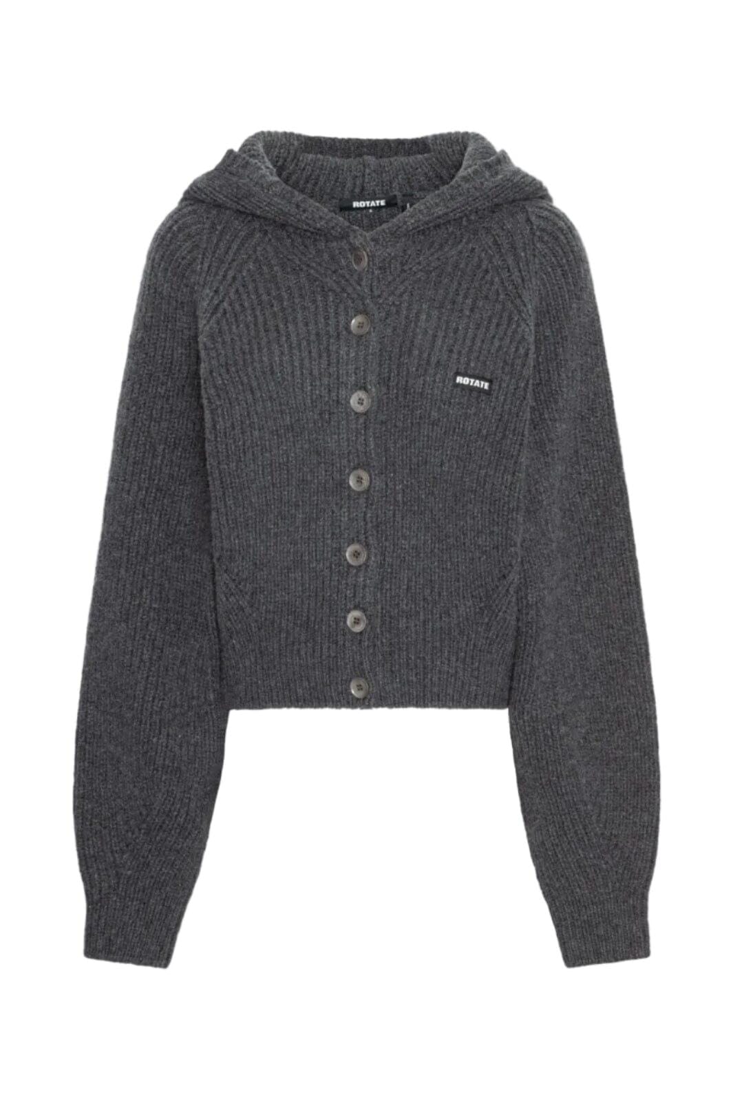Rotate - Knit Boxy Hoodie 1167001205 - 1205 Gray Pinstripe Strikbluser 