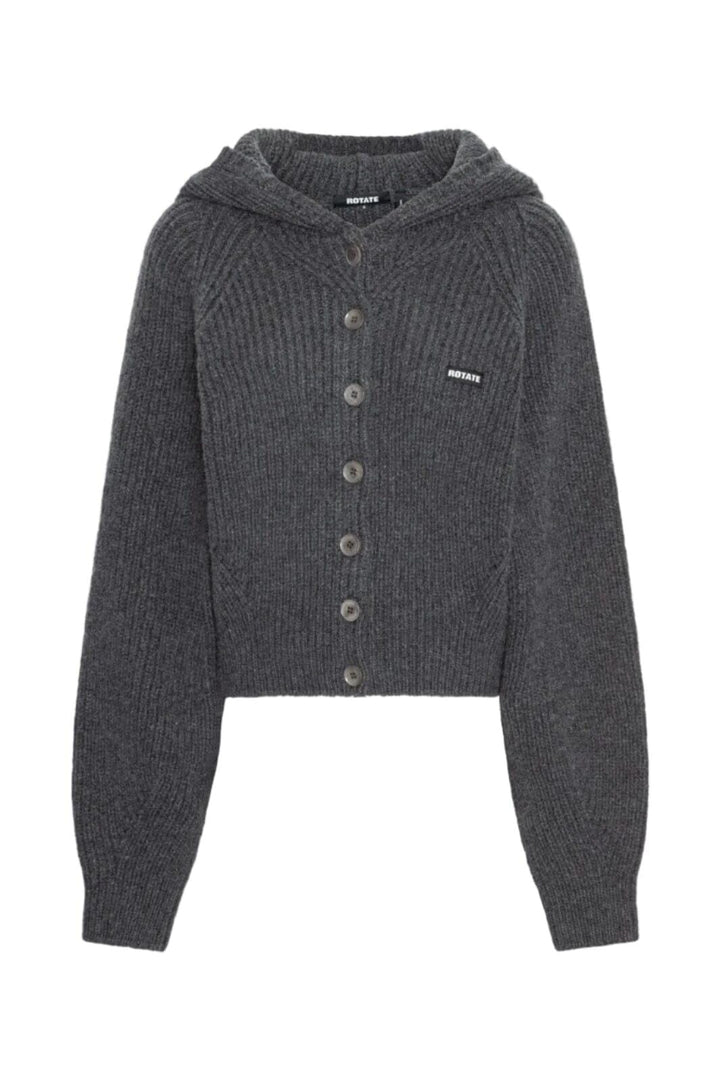 Rotate - Knit Boxy Hoodie 1167001205 - 1205 Gray Pinstripe Strikbluser 
