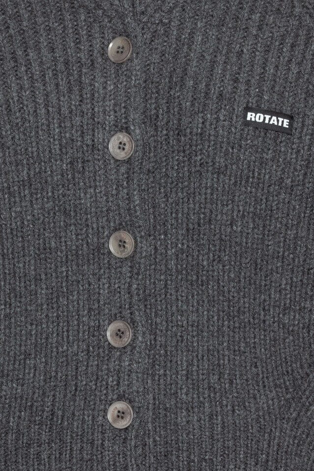 Rotate - Knit Boxy Hoodie 1167001205 - 1205 Gray Pinstripe Strikbluser 