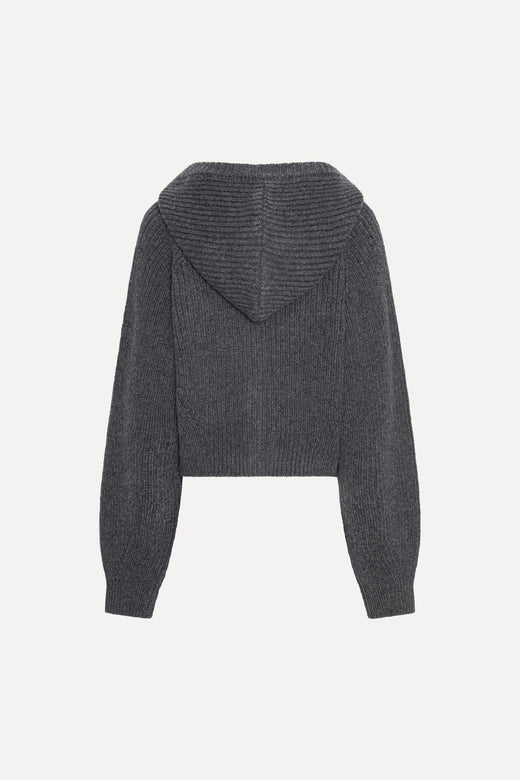 Rotate - Knit Boxy Hoodie 1167001205 - 1205 Gray Pinstripe Strikbluser 