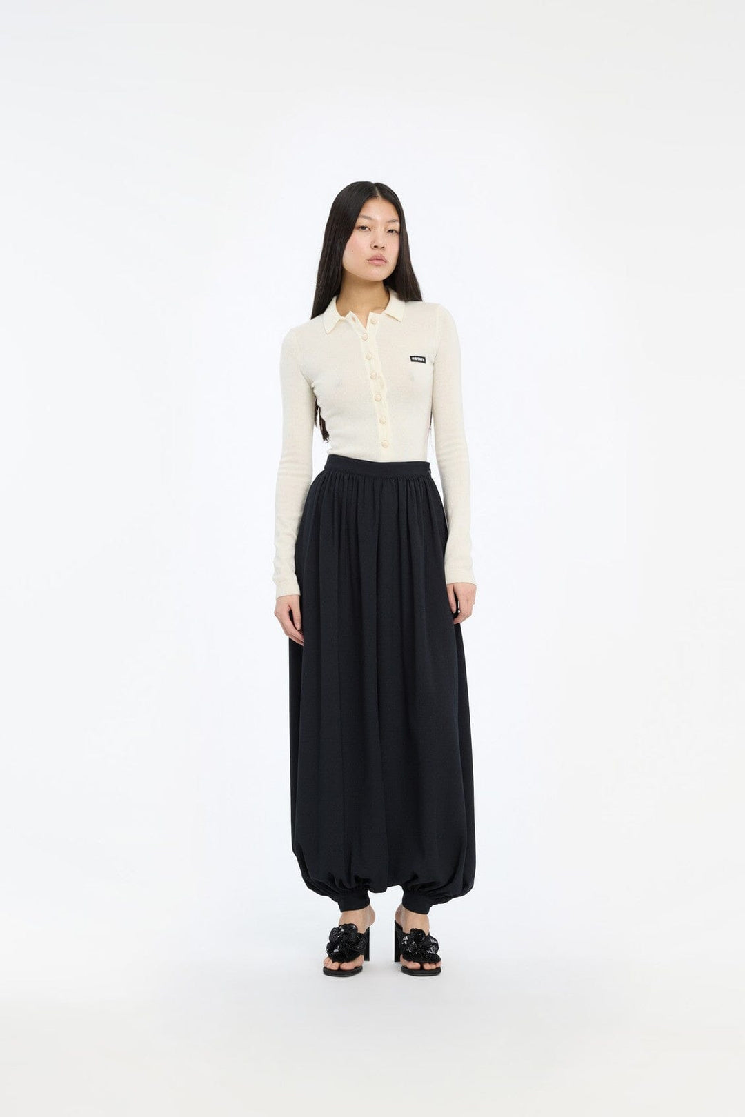 Rotate - Knitted Polo Top 116680857 - 857 Egret Strikbluser 