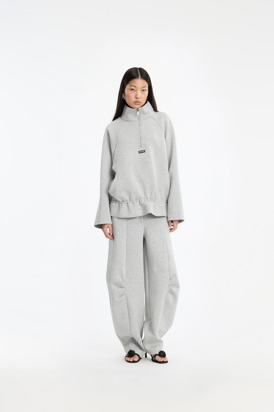 Rotate - Scuba Half Zip Jacket 1162411472 - 1472 Light Grey Melange Sweatshirts 