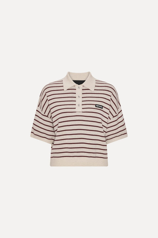 Rotate - Slinky Knit Polo 1143041764 - 1764 Oatmeal Comb. Strikbluser 