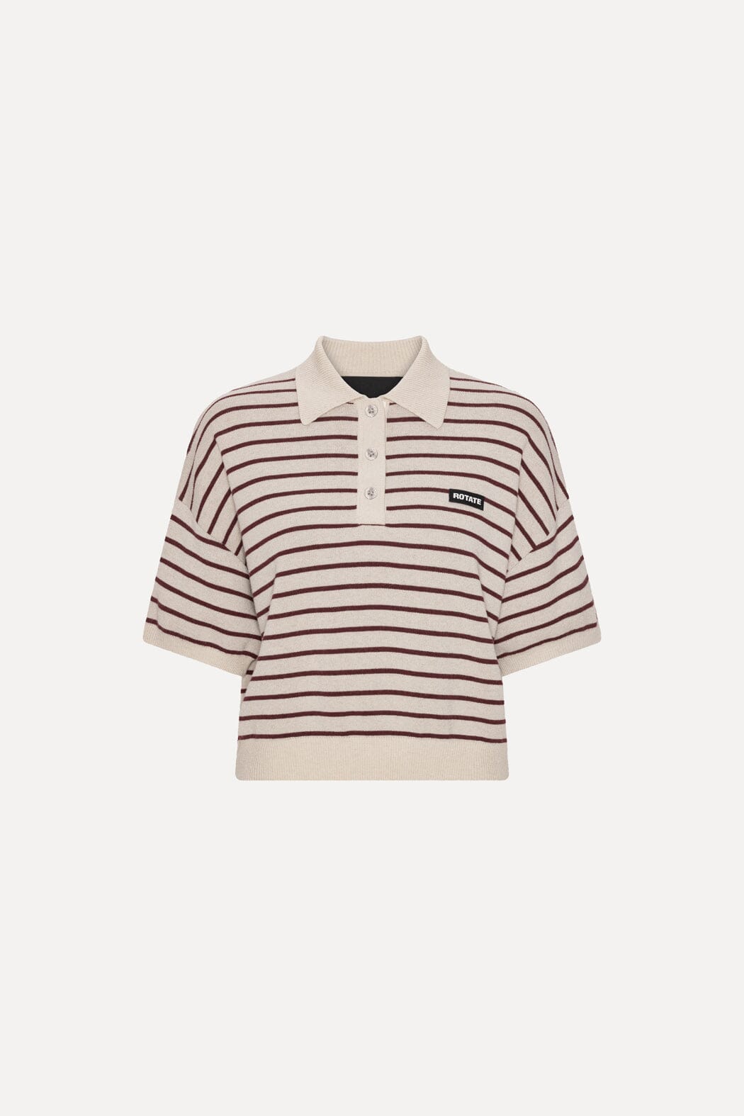 Rotate - Slinky Knit Polo 1143041764 - 1764 Oatmeal Comb. Strikbluser 