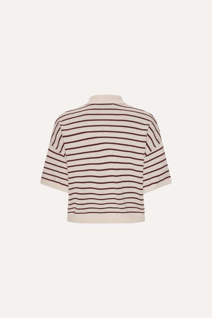 Rotate - Slinky Knit Polo 1143041764 - 1764 Oatmeal Comb. Strikbluser 