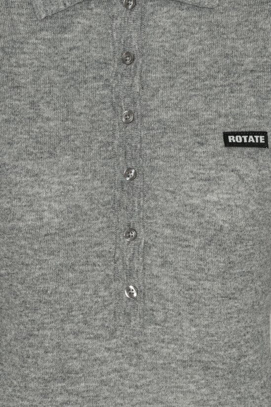 Rotate - Wool Longleeve Polo 1161811093 - 1093 Frost Gray Strikbluser 