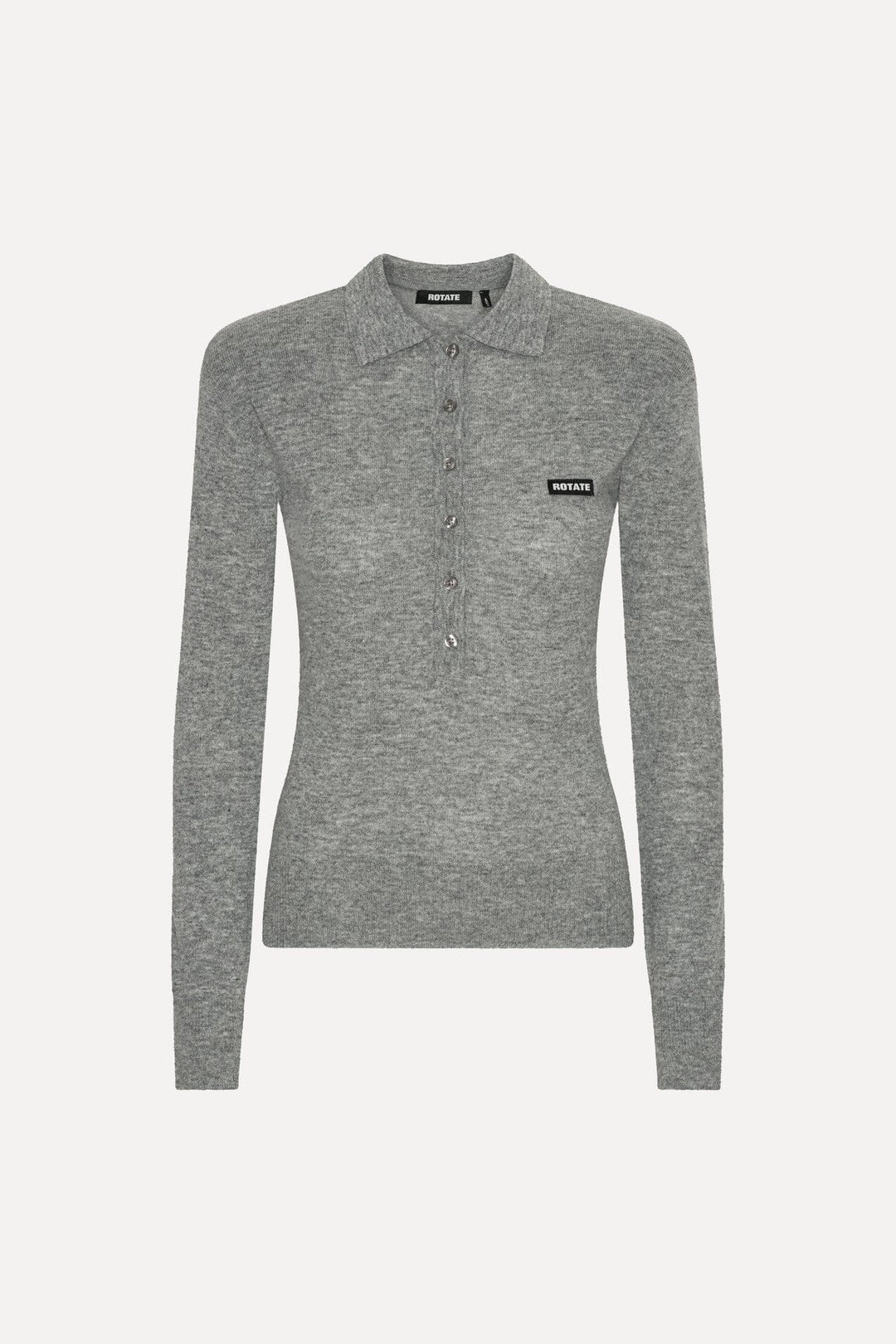 Rotate - Wool Longleeve Polo 1161811093 - 1093 Frost Gray Strikbluser 