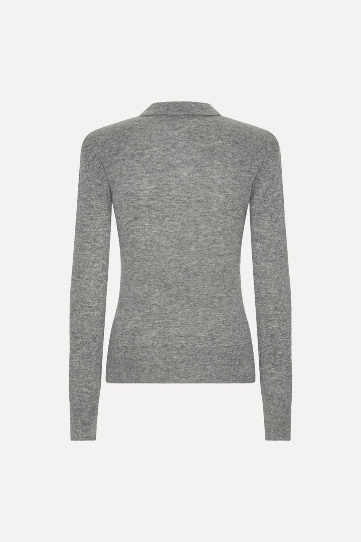 Rotate - Wool Longleeve Polo 1161811093 - 1093 Frost Gray Strikbluser 
