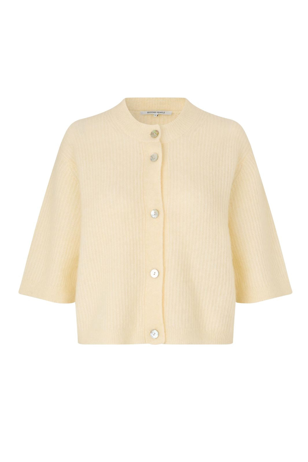 Second Female - Andrea Knit Rib Cardigan 58367 - 2063 Alabaster Gleam Cardigans 
