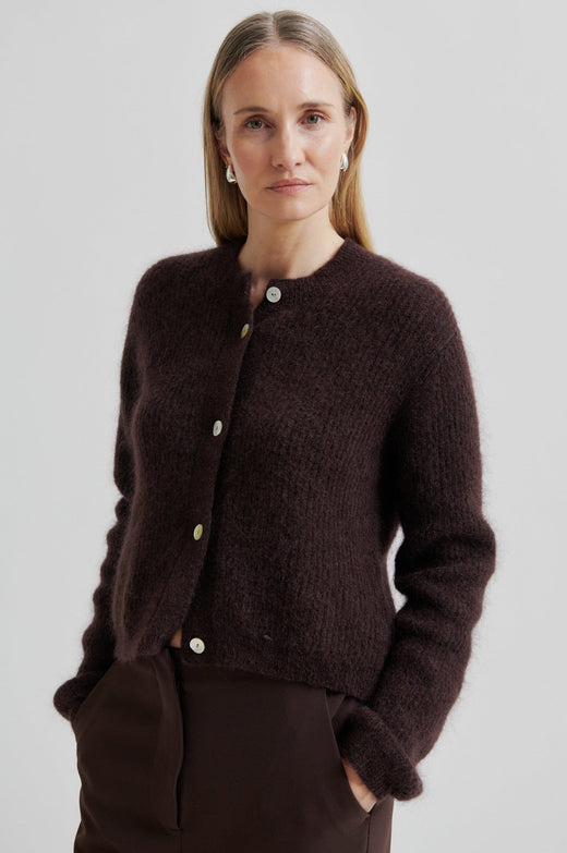 Second Female - Andrea Knit Rib LS Cardigan 60126 - 6156 Demitasse Cardigans 