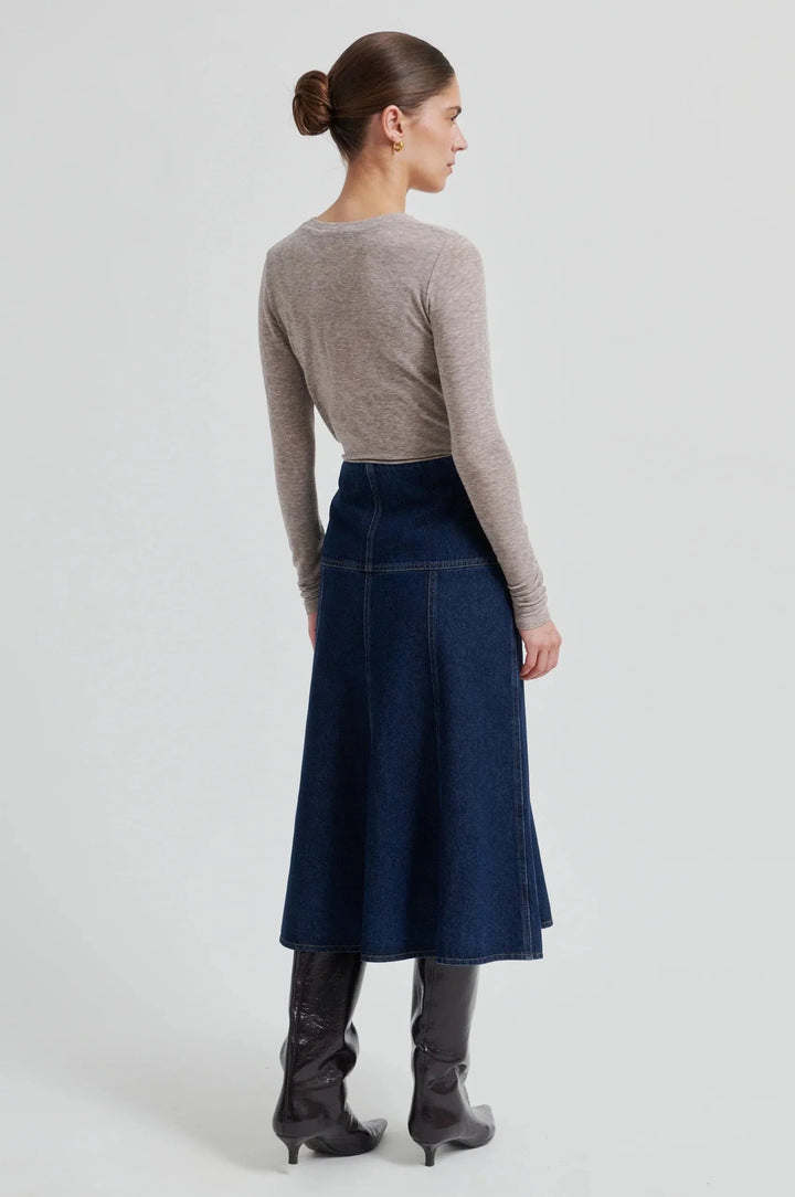 Second Female - Columbo Denim Skirt 60378 - 5998 Dark blue denim Nederdele 