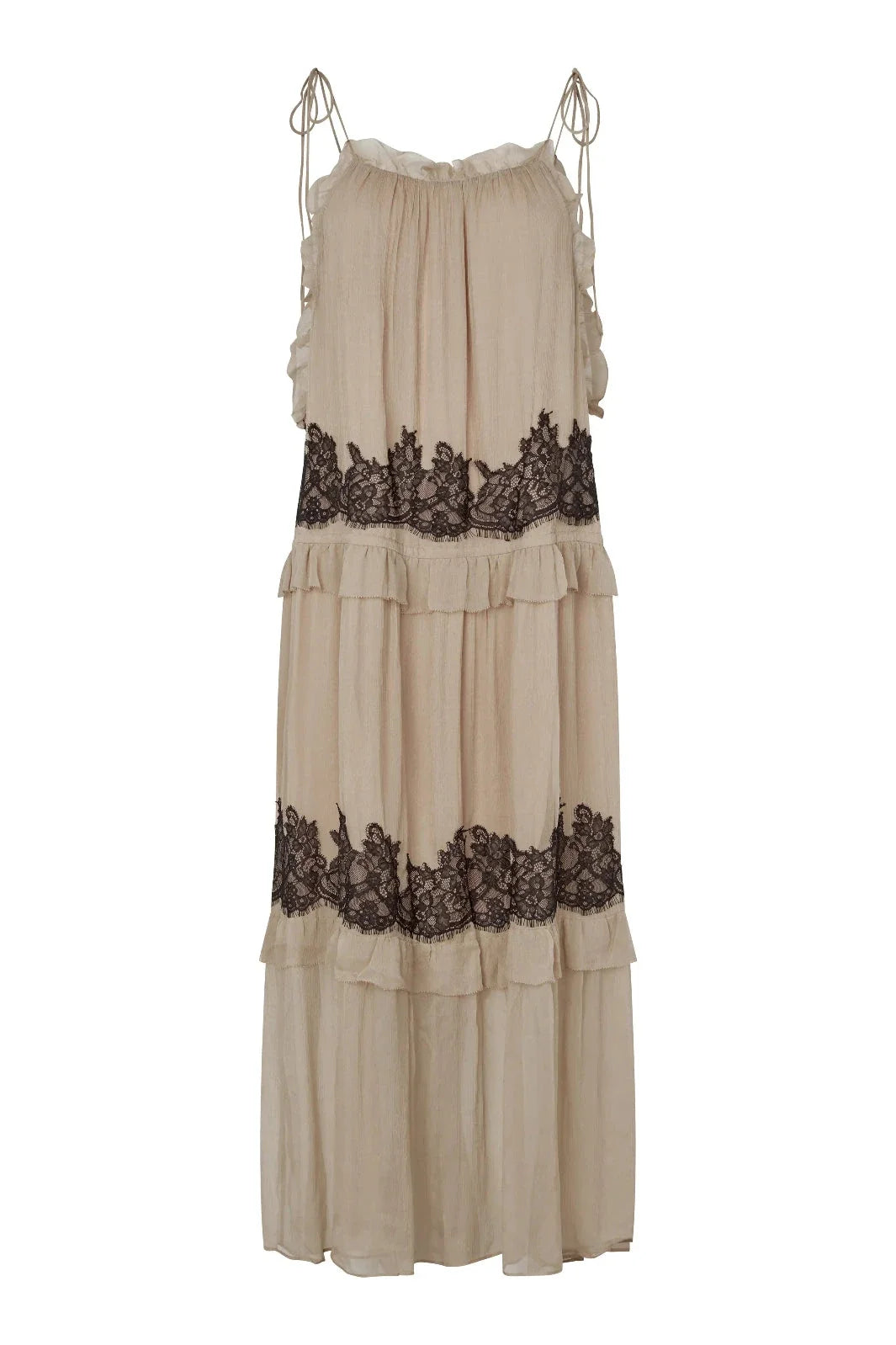 Second Female - Lynda Maxi Dress 60674 - 1047 Plaza Taupe Kjoler 
