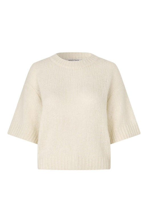 Second Female - Silia Knit SS O-Neck 60843 - 1015 Eggnog Strikbluser 