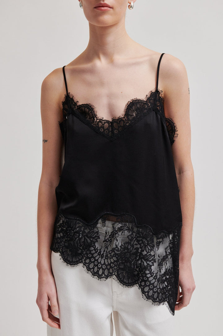 Second Female - Wilina Strap Top 60866 - 8001 Black Toppe 