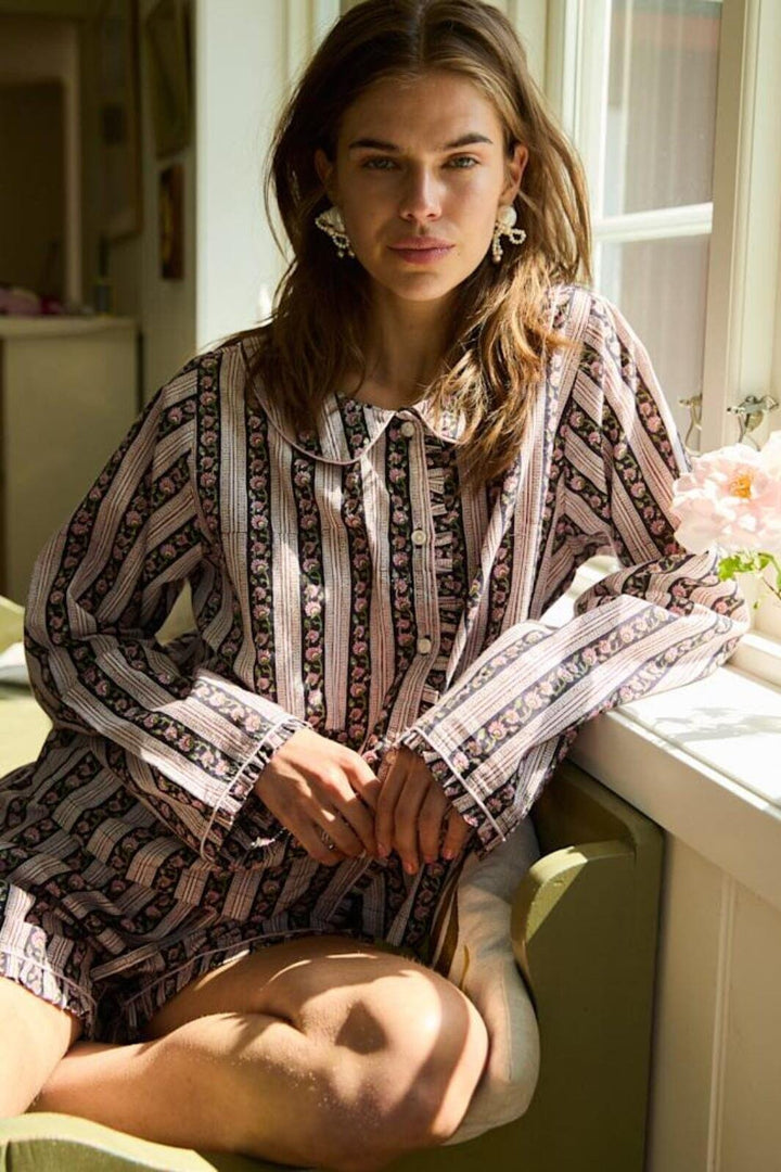 Sissel Edelbo - Nuvena Pyjamas Set SE 1826 - Black Stripes Nattøj 