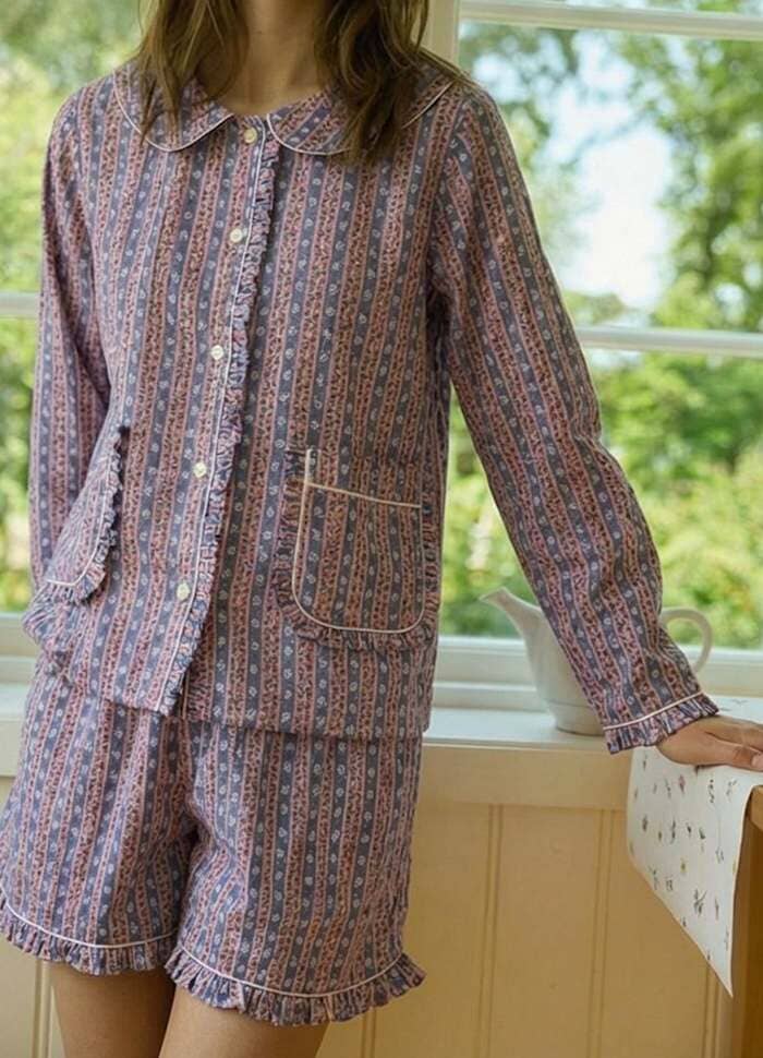Sissel Edelbo - Nuvena Pyjamas Set SE 1827 - Blue Stripes Nattøj 