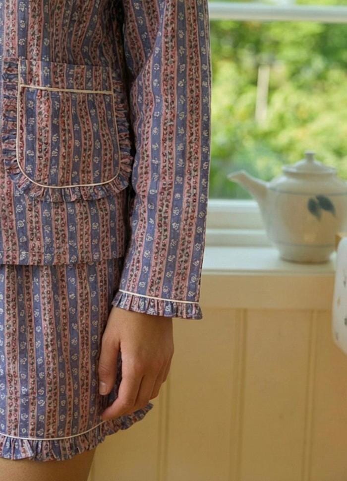 Sissel Edelbo - Nuvena Pyjamas Set SE 1827 - Blue Stripes Nattøj 