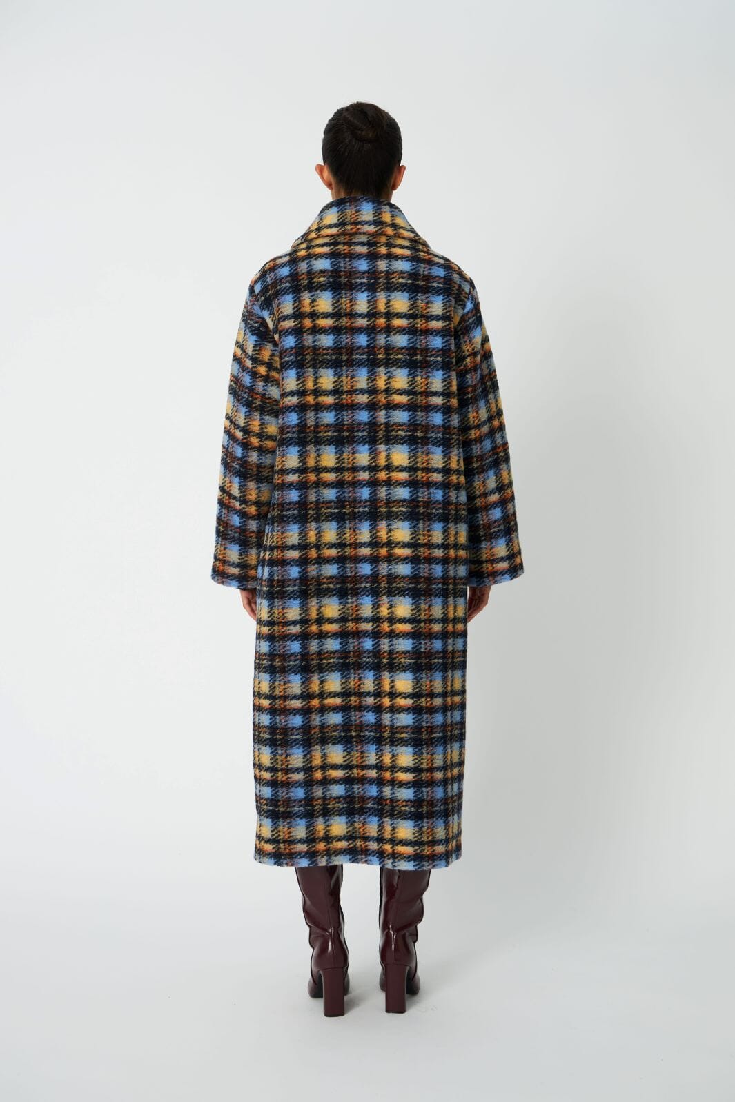 Stella Nova - Long Wool Checked Coat Wl63-7593 - 430 Multi Checks Frakker 