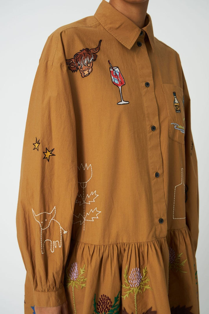 Stella Nova - Small Embroidery Dress Co63-4568 - 196 Khaki Kjoler 