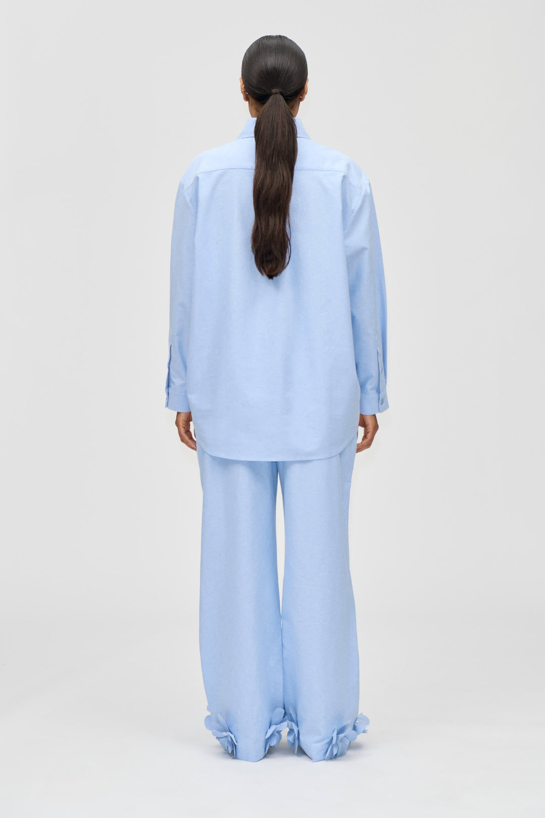 Stine Goya - 2464 Floral Shirting, Floral Elasticated Long Pantssg-ps26-p109-2464 - Brunnera Blue Bukser 