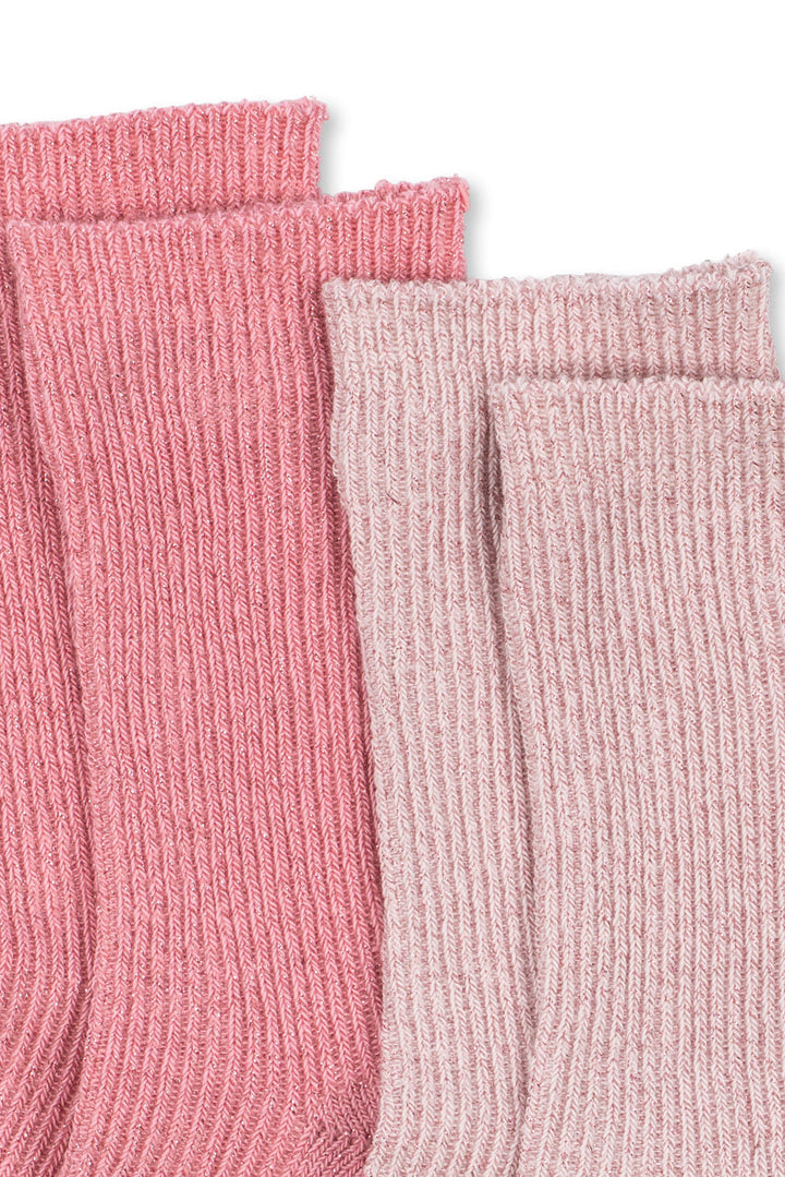 Konges Sløjd - 2 Pack Rib Glitter Socks Ks107389 - Rose Mix