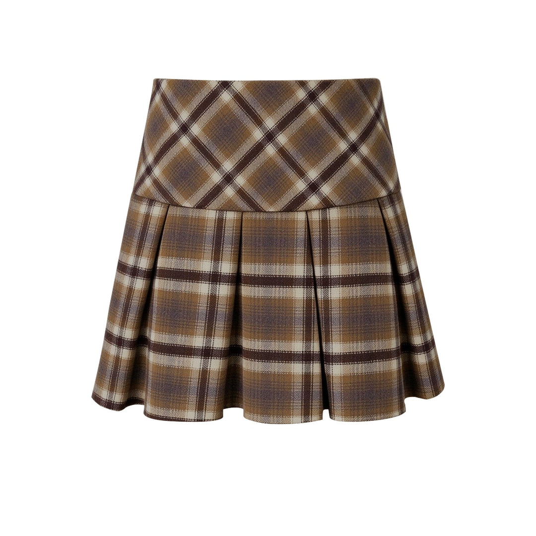 Valentin Studio - Check Mini Skirt Ch159412c - Brown Check 
