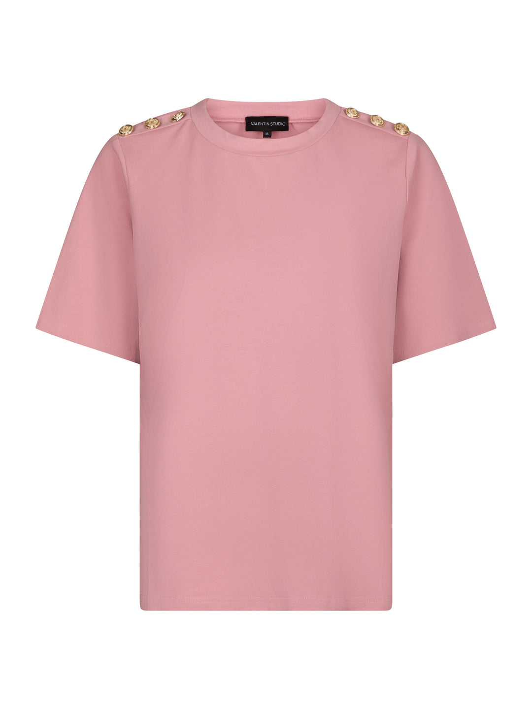 Valentin Studio - Gold Button Casual T-Shirt 162366 - 823 - Evening Rose T-shirts 