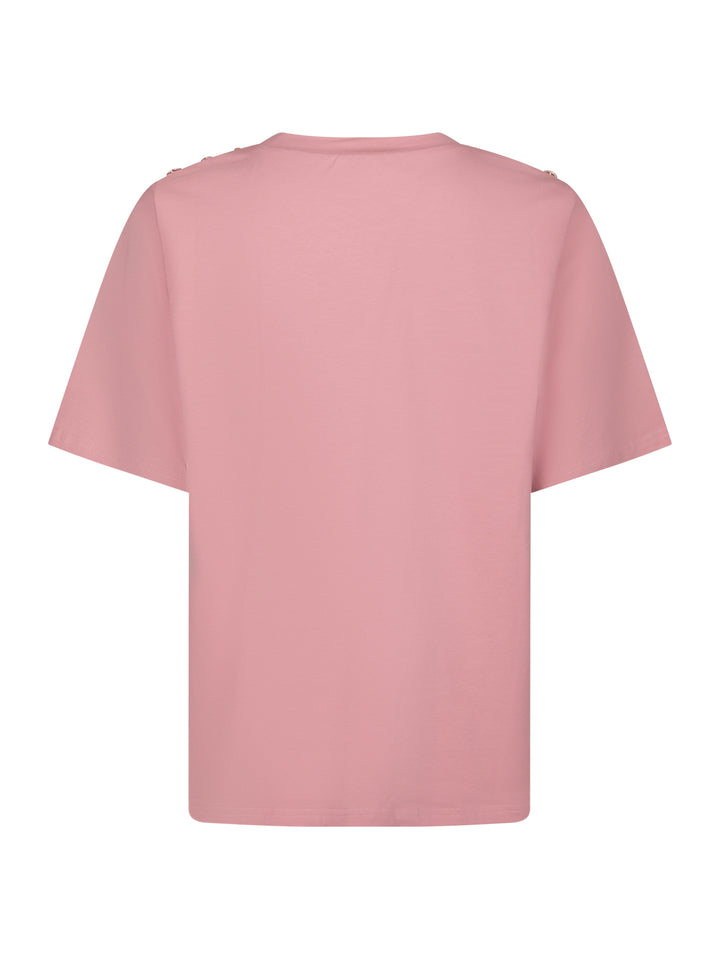 Valentin Studio - Gold Button Casual T-Shirt 162366 - 823 - Evening Rose T-shirts 