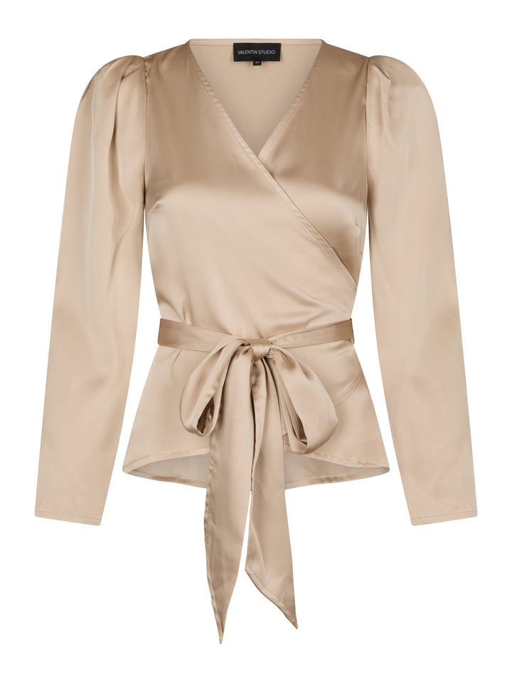 Valentin Studio - Josie Solid Satin Blouse 167298 - 720 - Champagne Bluser 