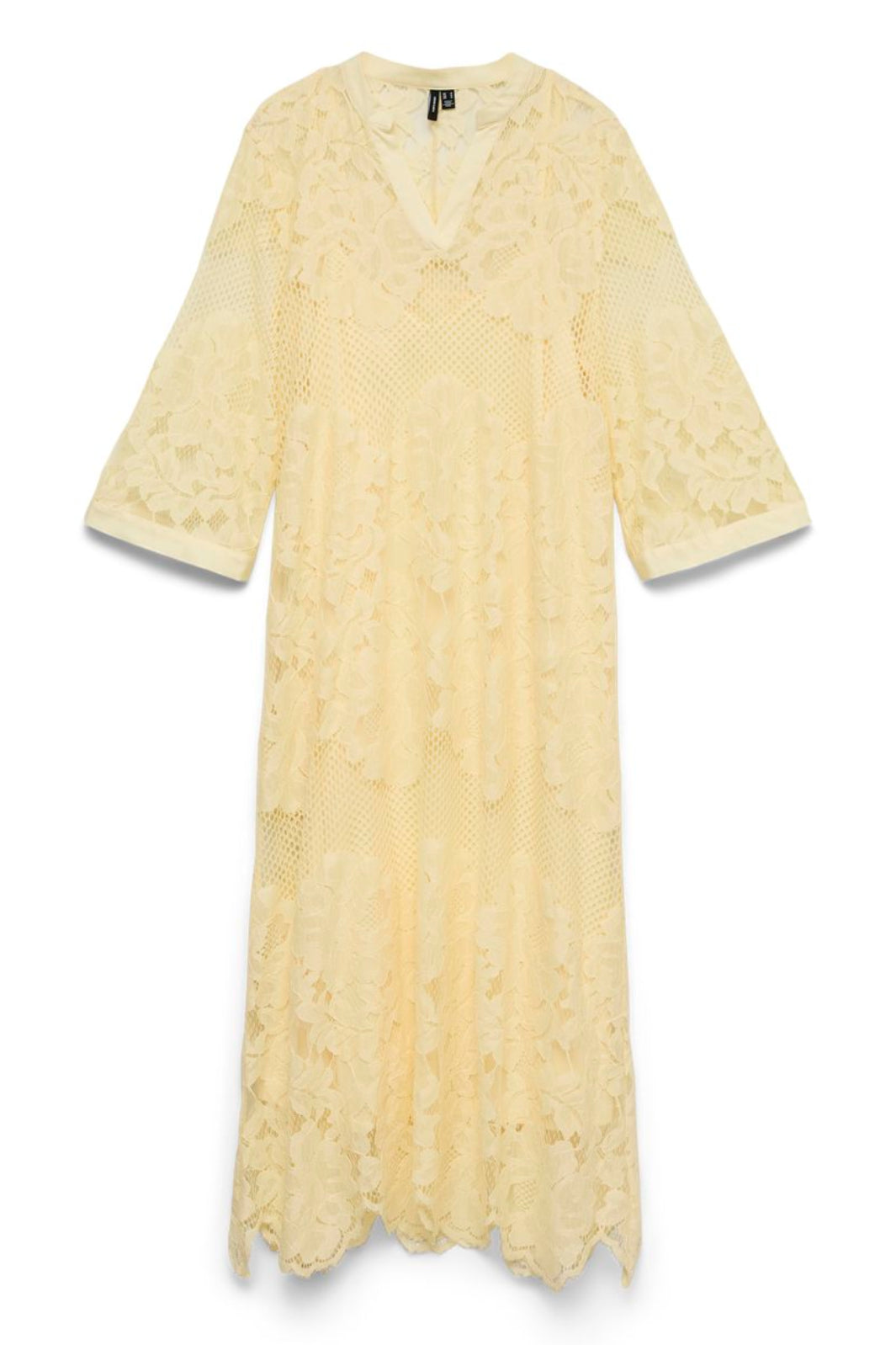 Vero Moda - Vmmaya Lace 7/8 V-Neck Dress - 5037402 Pale Banana