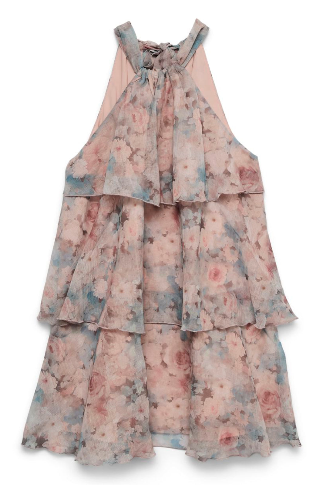 Vero Moda - Vmsabrina Sl Short Flounce Dress - 4975054 Burlwood Faded Flower