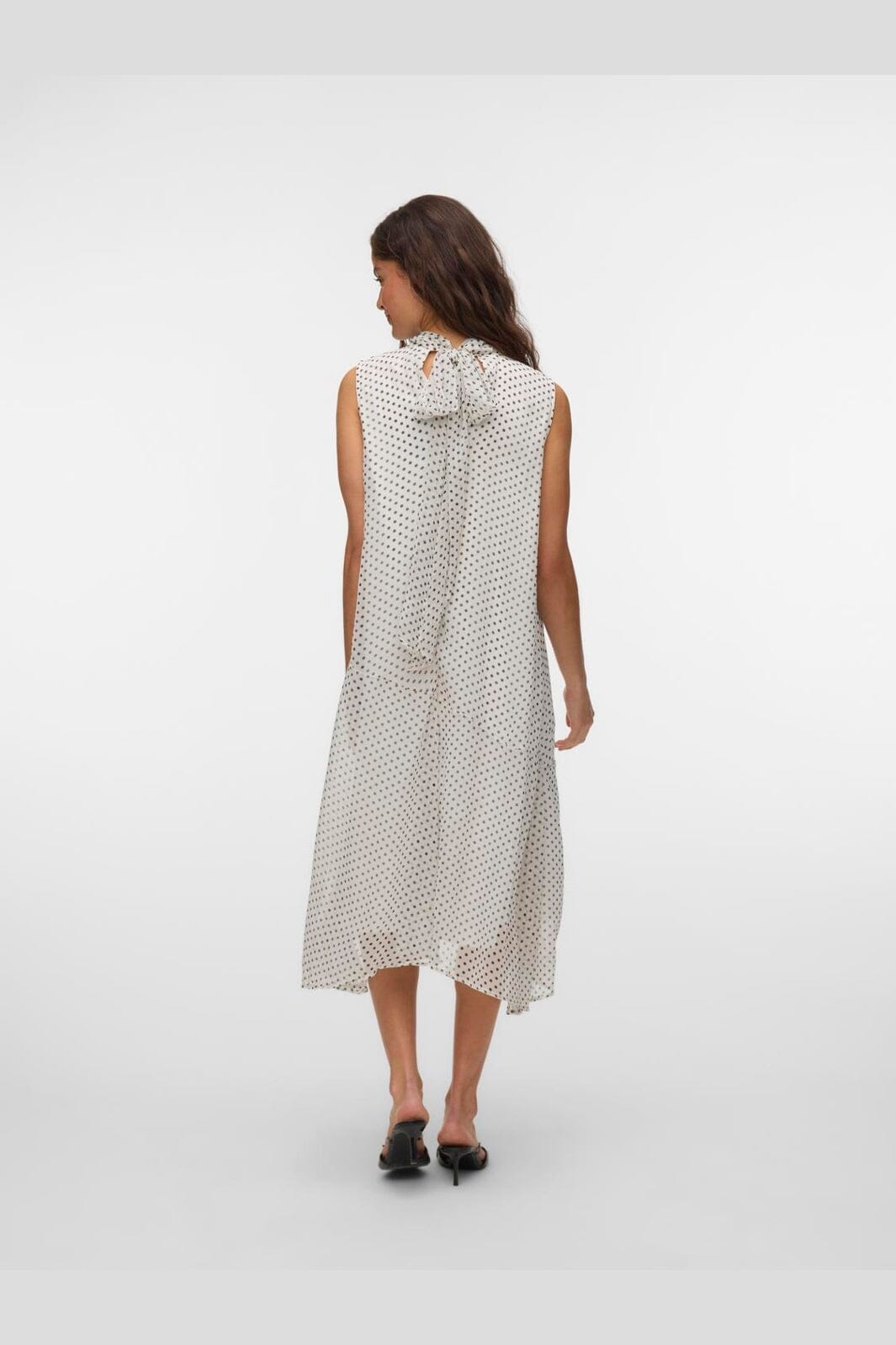 Vero Moda - Vmsmilla Sl Halterneck Long Dress - 5045931 Snow White Dot Black