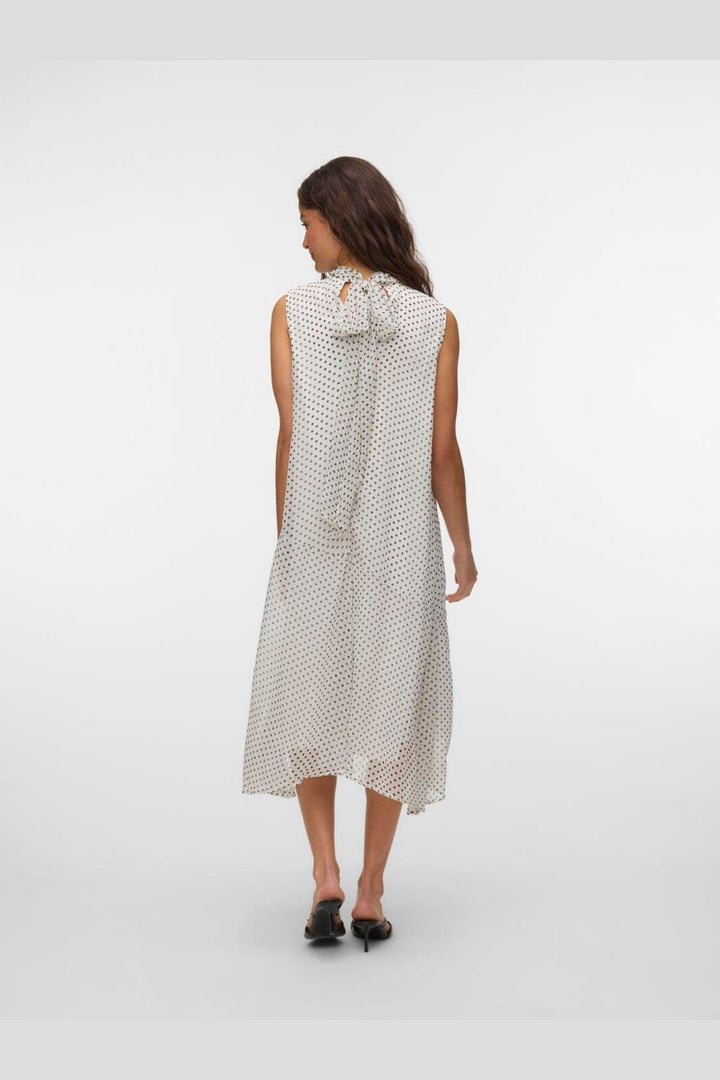 Vero Moda - Vmsmilla Sl Halterneck Long Dress - 5045931 Snow White Dot Black