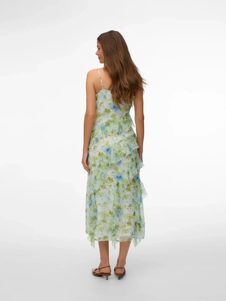 Vero Moda - Vmsmilla Sl Long Frill Dress - 5082102 Spun Sugar Sally Kjoler 