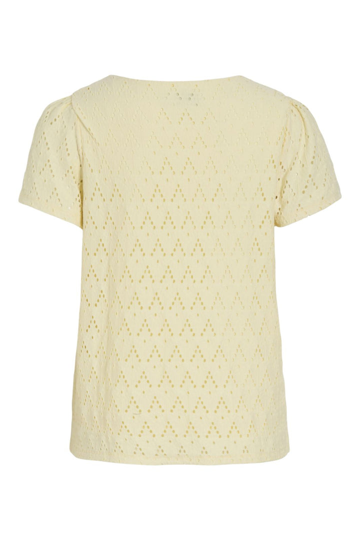 Vila - Viamalina V-Neck S/S Top/Vol/Pb - 4969432 Pastel Yellow