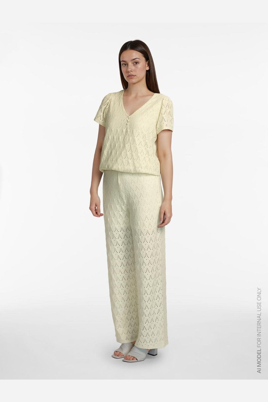 Vila - Viamalina V-Neck S/S Top/Vol/Pb - 4969432 Pastel Yellow