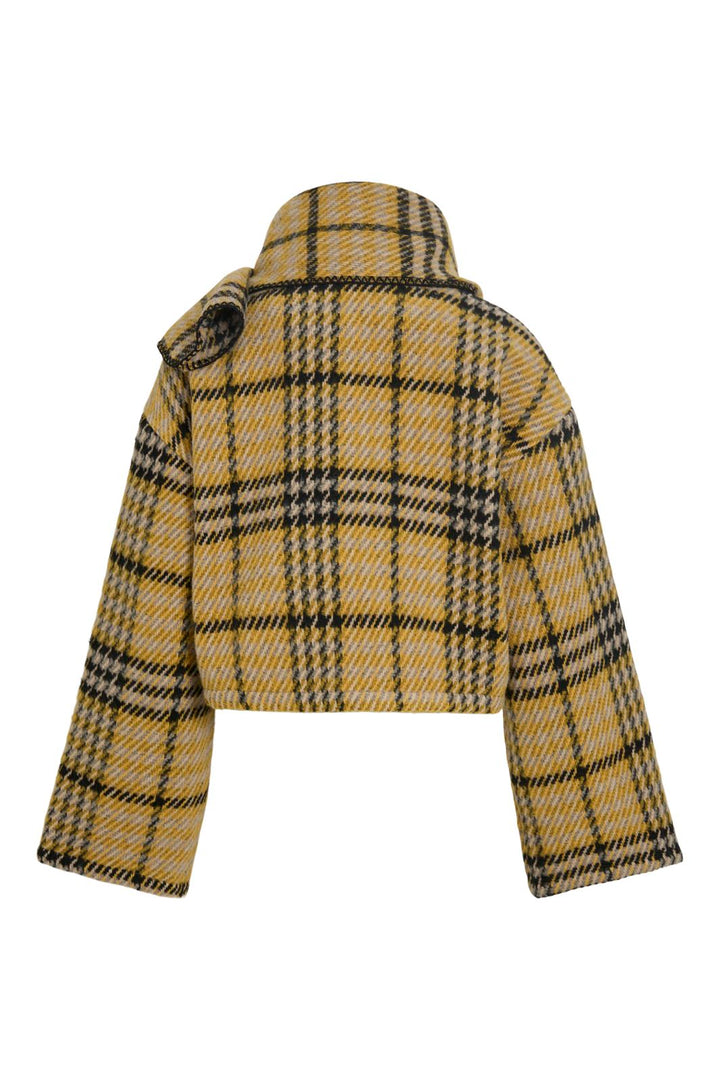 Vila - Viamika L/S Checked W. Scarf Jacket /Otw - 5095406 Mango Mint Black And Grey