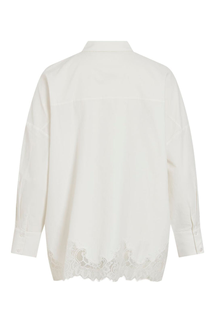 Vila - Viashley Ls Oversized Lace Shirt - 5187741 Snow White White Lace