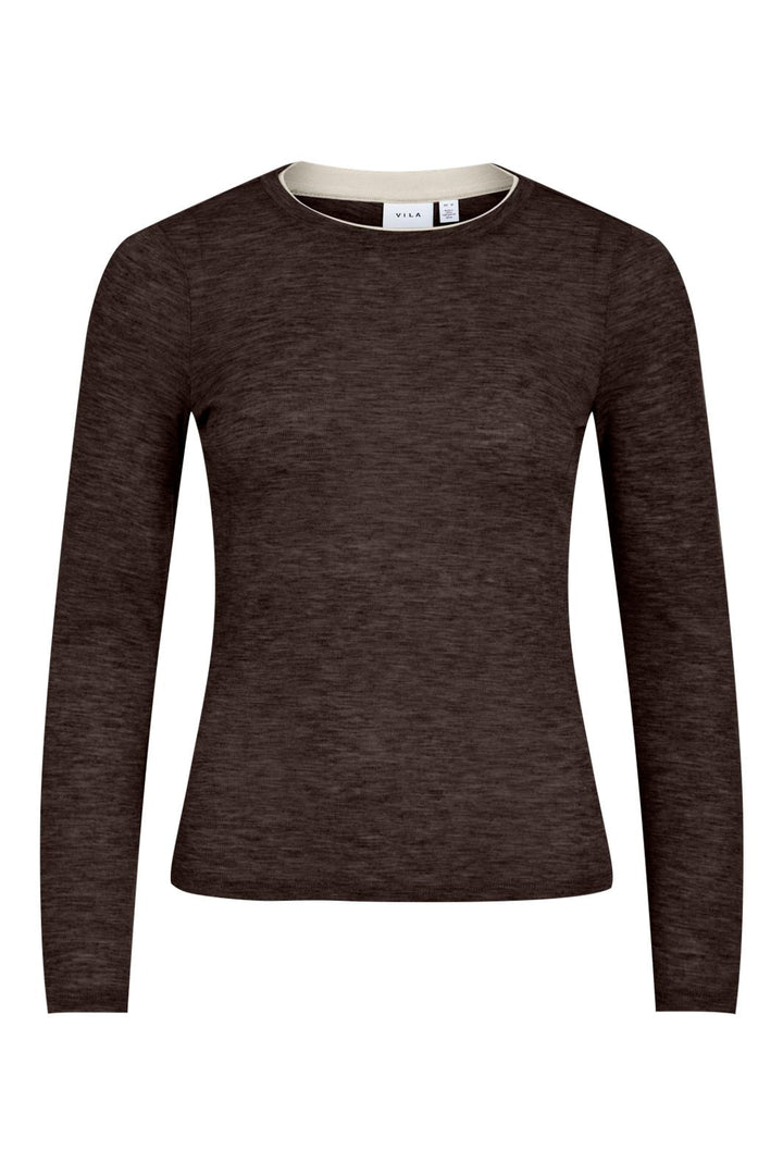 Vila - Vielianne O-Neck L/S Top - 5210553 Coffee Bean Birch