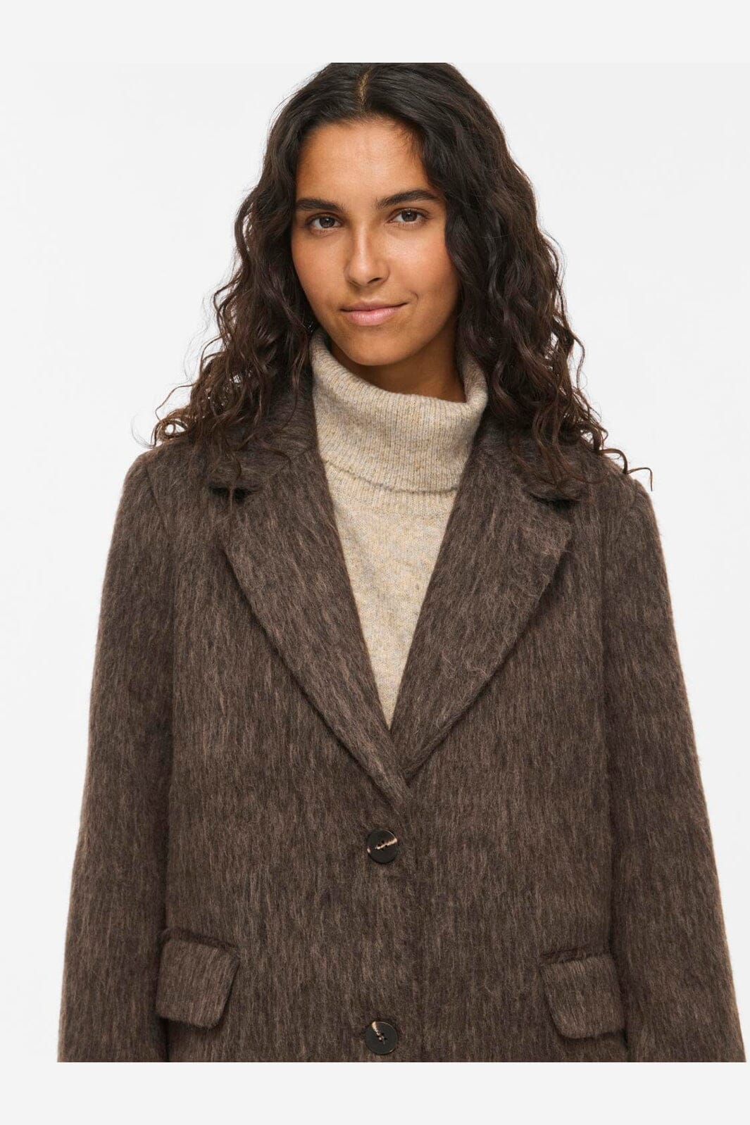 Vila - Vihaari L/S Coat - 5022126 Dark Natural Melange
