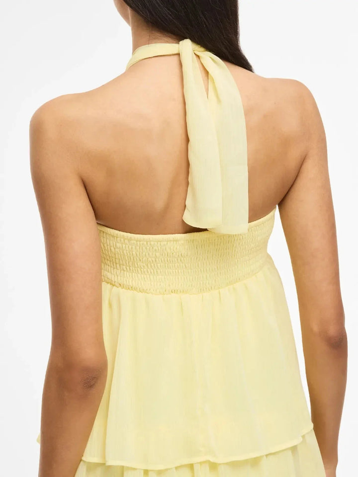Vila - Vilea Halterneck Layered Dress/Dc/Ka - 5005145 Pastel Yellow Kjoler 