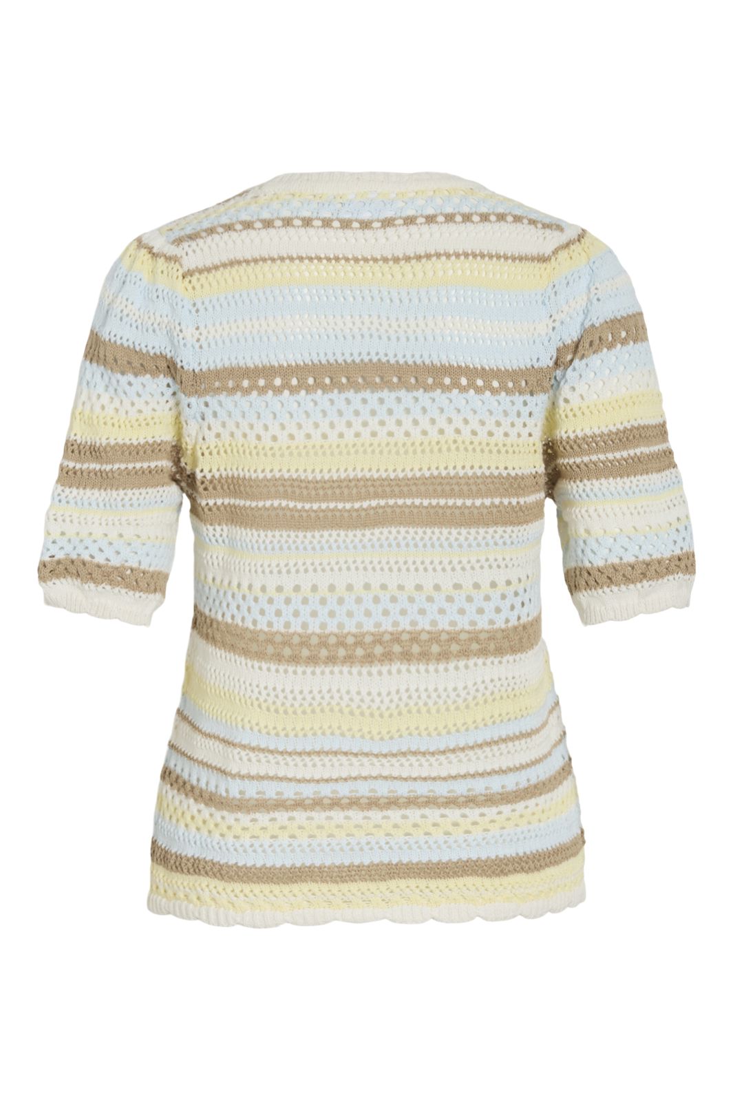 Vila - Vimina 2/4 O-Neck Stripe Knit Top/R - 4994227 Pastel Yellow Cloud/Nantucket/Travertine