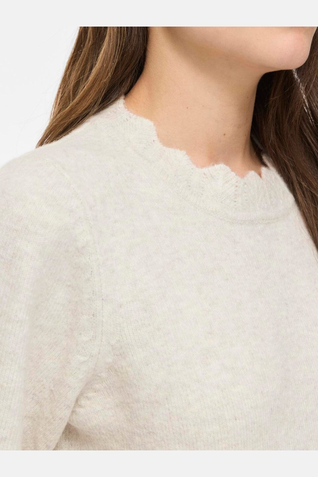 Vila - Vinikolina O-Neck 2/4 Knit Top - 5106380 Super Light Natural Melan