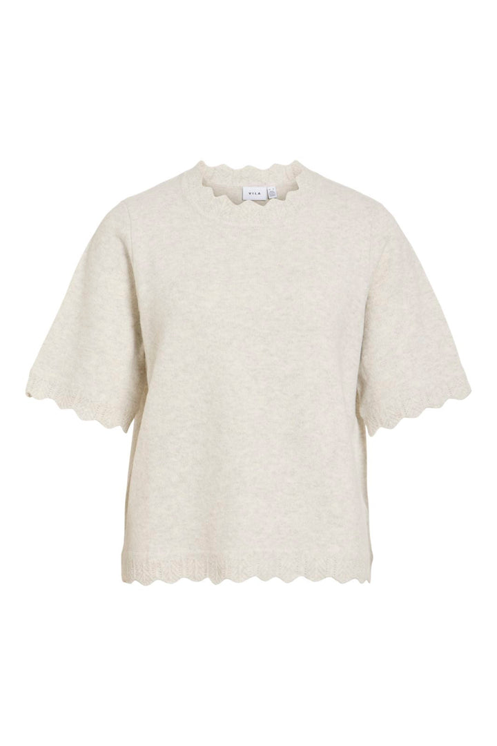Vila - Vinikolina O-Neck 2/4 Knit Top - 5106380 Super Light Natural Melan