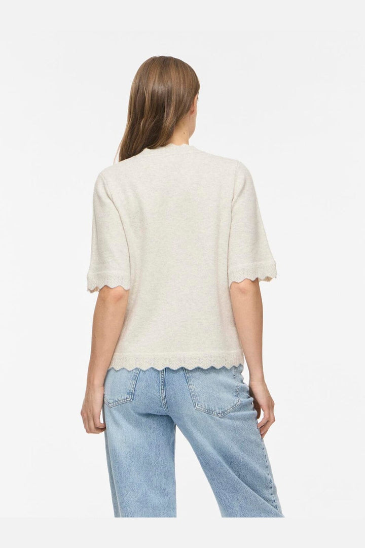 Vila - Vinikolina O-Neck 2/4 Knit Top - 5106380 Super Light Natural Melan