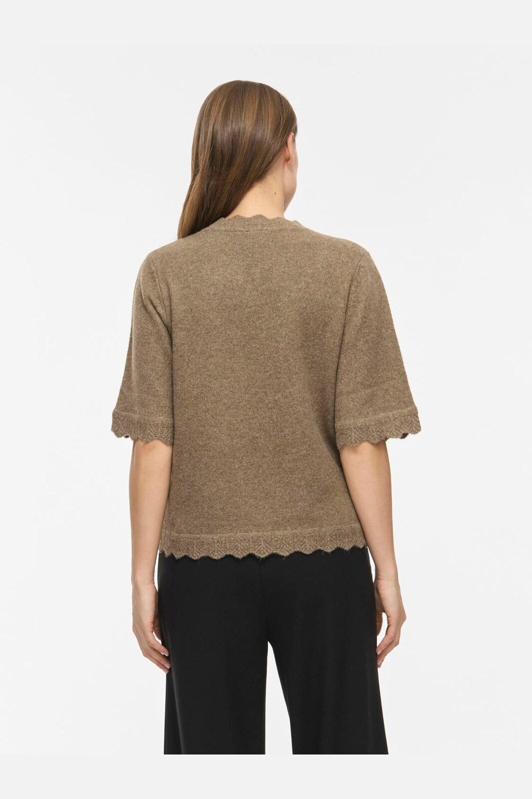 Vila - Vinikolina O-Neck 2/4 Knit Top - 5106381 Falcon Melange