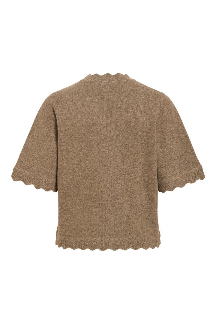 Vila - Vinikolina O-Neck 2/4 Knit Top - 5106381 Falcon Melange