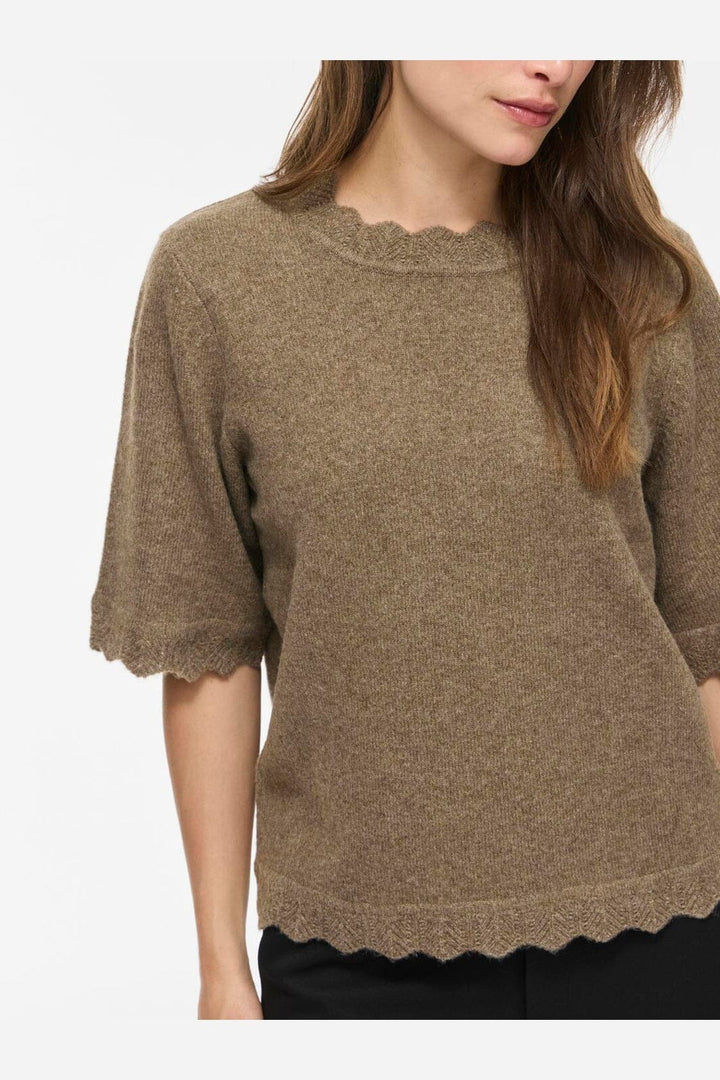 Vila - Vinikolina O-Neck 2/4 Knit Top - 5106381 Falcon Melange