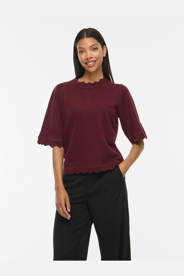 Vila - Vinikolina O-Neck 2/4 Knit Top - 5111519 Port Royale Melange